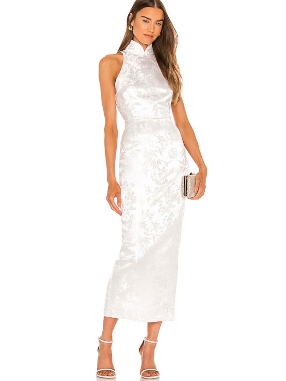 Jill Chinese Jacquard Pencil Dress in Ivory